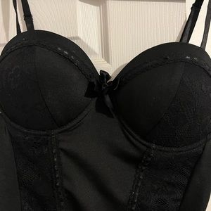 Black Corset Push Up Bra Costume Top